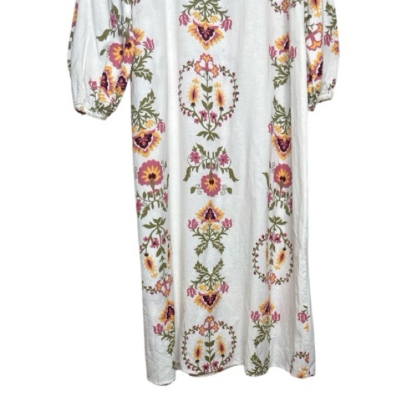 Zara Ecru Floral Midi Dress Small - Picture 11 of 14